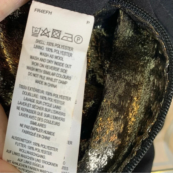 French Connection Alara Metallic Flutter Sleeve Cutout Minidress Gold Size 2 NWT - Picture 7 of 10